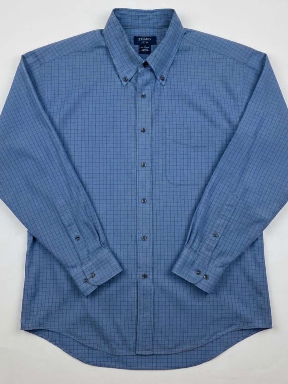 Vintage Brooks Brothers Sport Mens Blue Check Long Sleeve Button Shirt Medium M